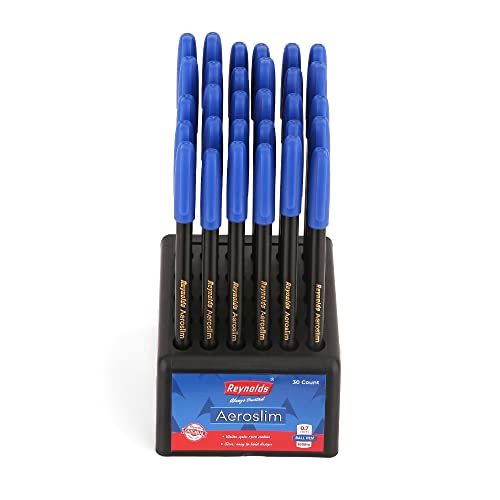 Image of AEROSLIM 30 CT BLUE - DISPENSER I Lightweight Ball Pen With Comfortable Grip for Extra Smooth Writing I School and Office Stationery | 0.7mm Tip Size