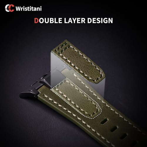 Image of Wristitani Leather Bands Compatible with Apple Watch Band 49mm 46mm 45mm 44mm for Men, Metal Connector & Genuine Leather Straps for iWatch Ultra3 /2 /1 SE3 /2 /1 Series 11 10 9 8 7 6 5 4 [NO Watch and Case]
