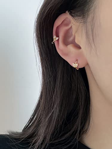 Image of DAILY VIBES Dainty Butterfly Cross CZ Small Huggie Hoop Earrings for Women