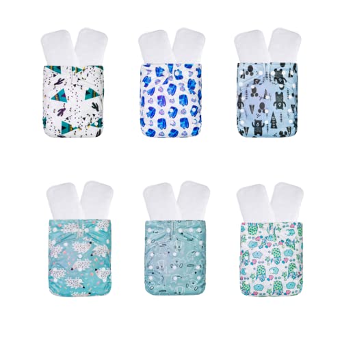 KaWaii Baby 6 Heavy Wetter Cloth Diapers with 12 Cloth Diaper Inserts