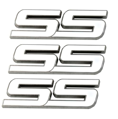 Image of 3pcs Metal SS Front Door SS Emblem Car Badge Sticker Decals Replacement for Chevy Camaro 06-10 (White)