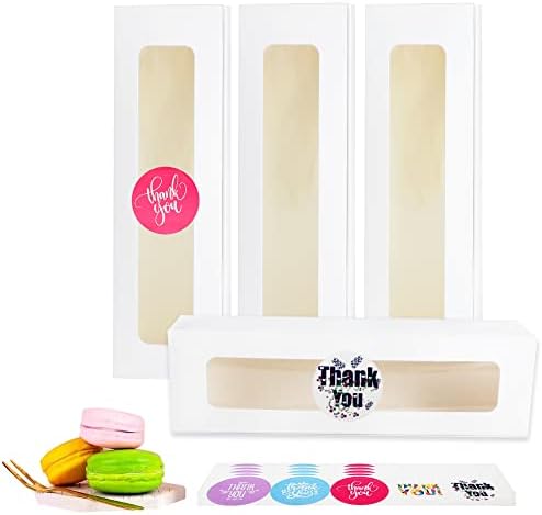 wraphay 30 Pack Macaron Boxes with Window White Pastry Packaging Container for 6 Bakery French Cocoa Truffle Wedding Gift Dessert Cookies Treat Delivery Box