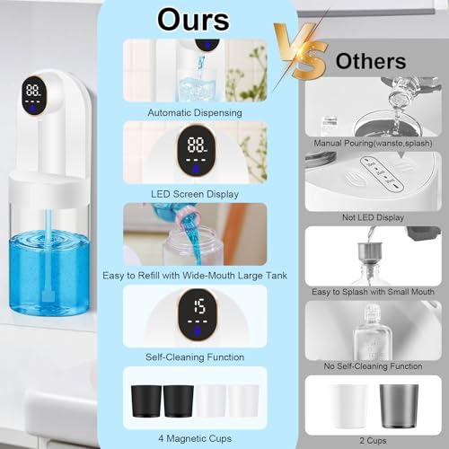 Image of Automatic Mouthwash Dispenser for Bathroom, 20.29 oz Touchless Smart Wall-Mounted Mouth Wash Dispensers, 4 Magnetic Cups, 4 Dispensing Modes, Hands-Free Bathroom Accessories for Home Kids Family-White