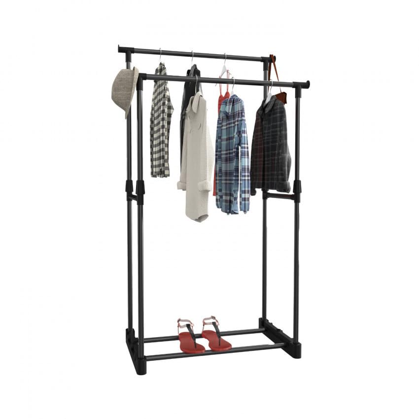 THINIA HOME Asino Appendiabiti Doppio Nero 77x39x157cm