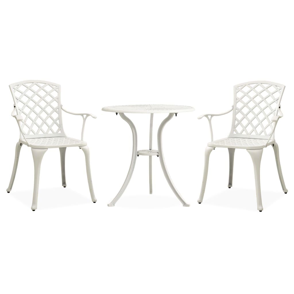Set di mobili da giardino, 3 pezzi, in alluminio pressofuso bianco