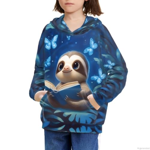 Image of WELLFLYHOM Boys Hooded Sweatshirts Hoodie Pullover Cool Graphic Crewneck Blouses Size 6-16