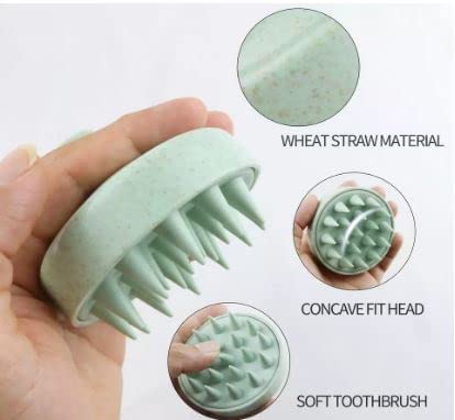 QIQI Scalp Massager Shampoo Brush, Wheat Straw Body, Soft Silicon Bristles, Scalp Exfoliator, Dandruff Removal, Hair Loss Prevention, Rolling Massage Therapy, For Men, Women