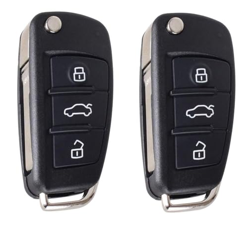 HooRLZ 2 Stück Audi Schlüsselgehäuse für Audi A2 A3 8P A4 A6 A6L A8 Q7 TT S6 Schlüssel, Autoschlüssel Audi A3, Ersatzschlüssel Audi, Fernbedienung Audi 3-Tasten