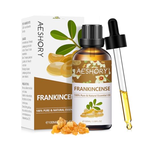 AESHORY Frankincense Essential Oils 100ml, Pure Natural Frankincense Resin Oil for Diffusers for Home, Aromatherapy, Skin Care, Relaxation, Pain Relief, Candle Making