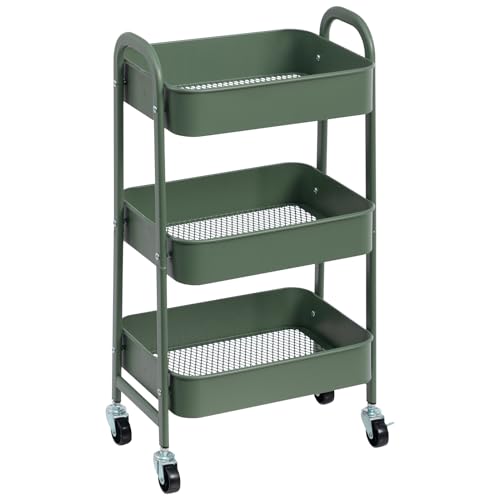DOEWORKS Chariot de Rangement Métal Chariot à roulettes 3 Niveaux Chariots Cuisine Chariots de...