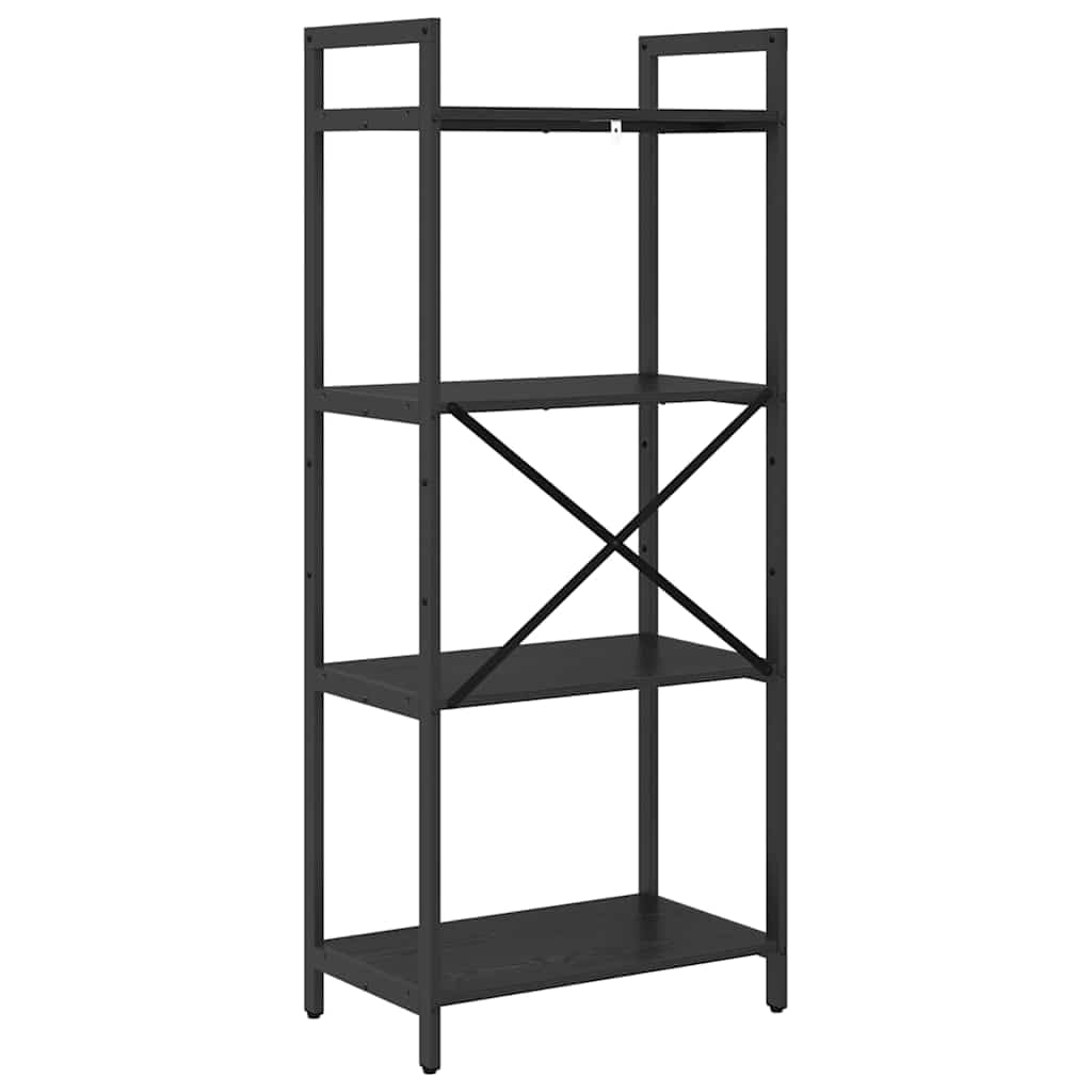 Regał na książki, 4 poziomy, 56 x 34 x 133,5 cm, materiał drewnopochodny ze stalową ramą, wolnostojący regał do salonu, gabinetu, biura, zajmuje mało miejsca i wytrzymały