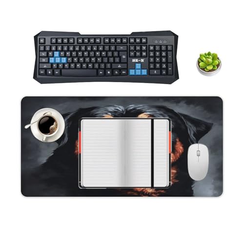 Tapete para mouse de escritorio grande con arte Rottweiler miniatura 4