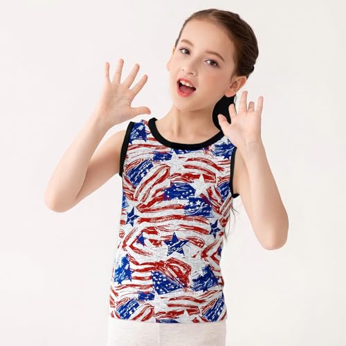 Image of 4th of July Tank for Boy Girl American Flag Shirts Kids Patriotic Outfit Independence Day Sleeveless Tops 2-7T