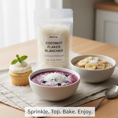 Image of Minimal Dried Natural Unsweetened Coconut Flakes - 1kg | Fresh & Crunchy | Ideal for Baking, Cooking, and Snacking
