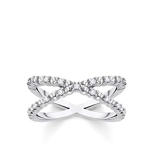 Bague boules Thomas Sabo TR2318 argent 925 et pierres blanches femme