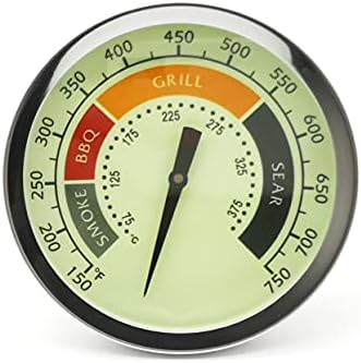 3 1/8” Large Upgraded BBQ Thermometer Gauge for Oklahoma Joe’s Smoker Grill & Most Charcoal Pellet Wood Pit Smoker Grills, 1/2 NPT Male Thread Temperature Gauge Replacement, Luminous Thermostat