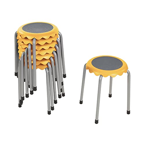 Image of ECR4Kids Daisy Stackable Stool Set, Flexible Seating, Yellow, 8-Piece