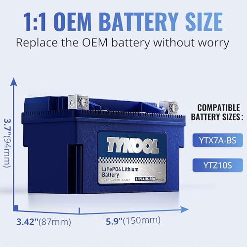 Image of TYKOOL YTX7A-BS -Pro 12.8V 4Ah 240CCA High Performance Lithium Powersports Battery with Smart BMS, Compatible Motorcycle, Scooter,ATV, UTV, Snowmobiles,4 Wheeler, Lawn Mower, and Generator Battery