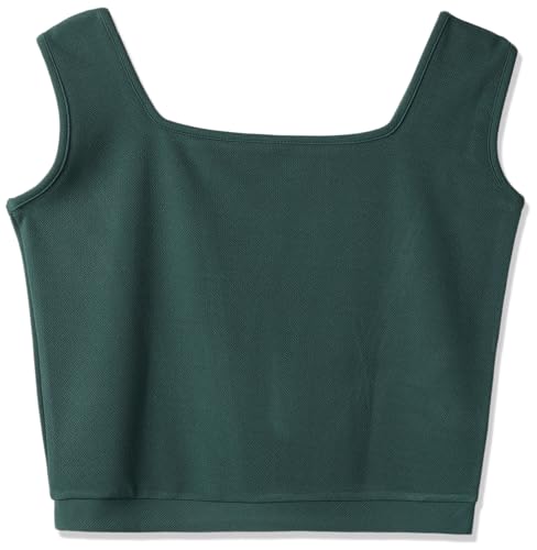 Image of PRETTIFY Dark Green Cotton Blend Sleeveless Women's Top