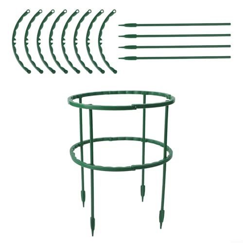 8 estacas de soporte para plantas, 15,5 x 26 cm, jaula de enrejado de jardín semicircular para flores trepadoras, rosas, peonías y plantas de tomate, color verde