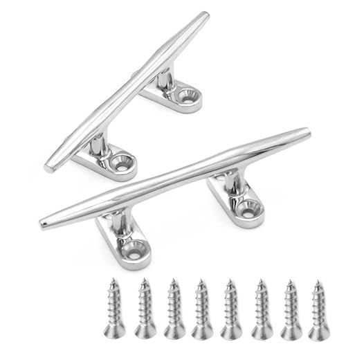 AMYSPORTS Heavy Rope Dock Cleat Marine Open Base Dock Cleats Stainless Steel Hardware Boat Cleat Mooring Kayak SUS316 5inch 2pcs