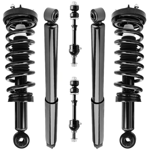 Image of Detroit Axle - RWD Front Strut & Coil Spring Sway Bar Rear Shock Absorbers Replacement for 2005-2008 Ford F-150 Lincoln Mark LT - 6pc Set