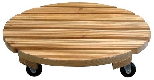 Dörner + Helmer Pflanzenroller Mammut XXL, Rund, 50cm Durchmesser, 100kg Tragkraft, Rutschhemmend, für Outdoor, Hellbraun