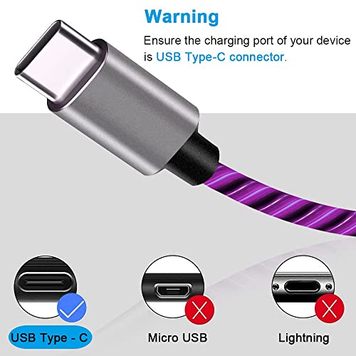 Image of USB Type C Cable, LED Light up USB A to Type C Charger Cord Compatible with Samsung Galaxy S20 /S10 /S9 /S8, LG V40, 3A Lighted Fast Charge Cord (Purple, 6 ft)