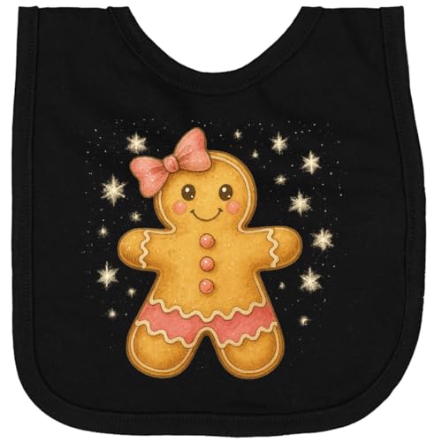 inktastic Cute Gingerbread Girl with Pink Bow Christmas Newborn Bib