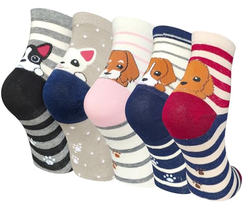 Image of Chalier Womens Funny Socks Cozy Cute Printed Patterned Fun Socks Novelty Cat Dog Socks for Women