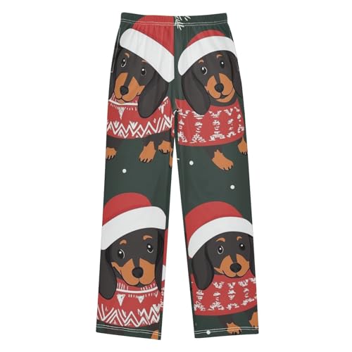 ZZXXB Xmas Snow Dachshund Boys Long Pants Soft Trousers