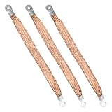 KVAEY 3PCS Automotive Ground Strap, Flat Braided Copper Grounding Cable Straps with Terminal Plugs, Universal Flexible Tinned Copper Braided Engine Ground Straps for Most Cars