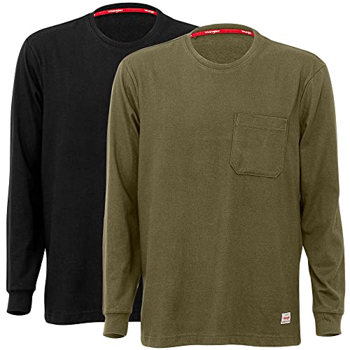 Wrangler Long Sleeve Layering Tee Shirts for Men, Core Mens Layering T-Shirt