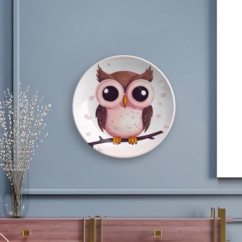 Plato decorativo de porcelana con búho blanco 7 pulg miniatura 5
