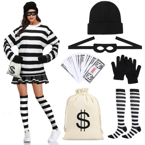 Cadimus Disfarce de ladrão mulher L para cosplay de carnaval Halloween