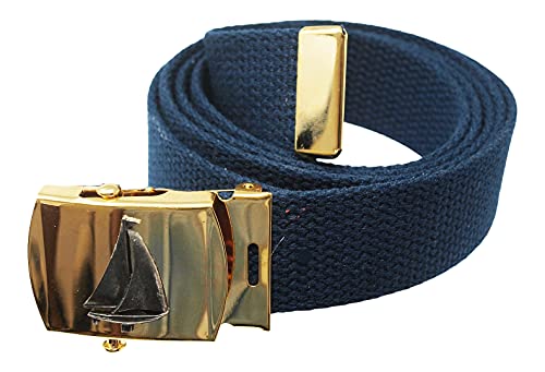 skippers Military Style Web Belt, Navy, with Buckle, Choose your Buckle (sloop)