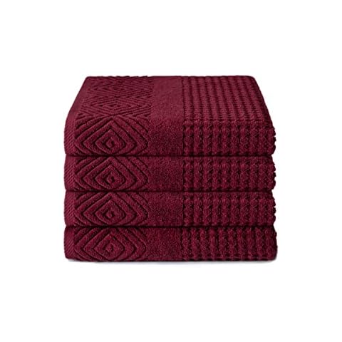 Texere Organic Cotton Jacquard Bath Towels (Merlot 4 PK, 4) Best Cover