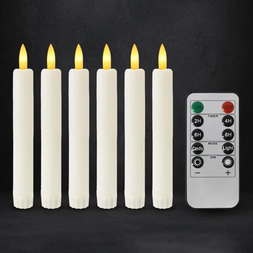 LED Kerzen für Pyramide 10 Dixmas Flammenlose LED Stabkerzen Kurz 6er Set mit Fernbedienung und...