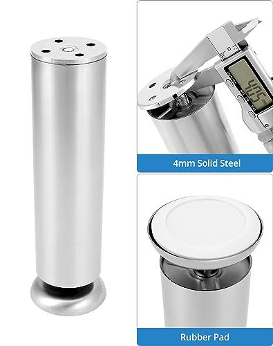 QWORK® 4 Pack 8” Furniture Legs 20x6cm, Adjustable 0-10mm, Stainless Steel Furniture Feet with Rubber Pad for Sofa Bed Table Cabinet - Image 2