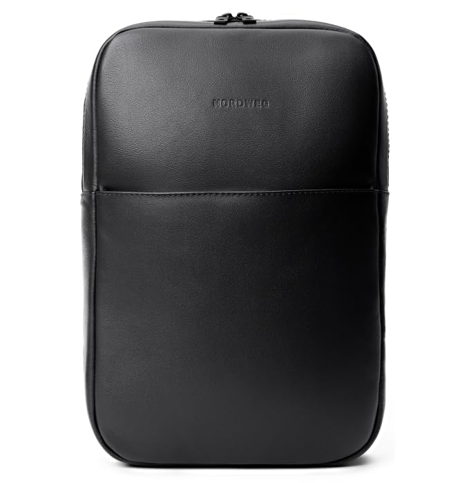 Nordweg Slim Workplace Leather Laptop Backpack, 15 L, 5 in Deep, Black - Image 2