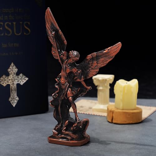 Estatua San Miguel Arcángel metálica 8.3 pulgadas miniatura 6