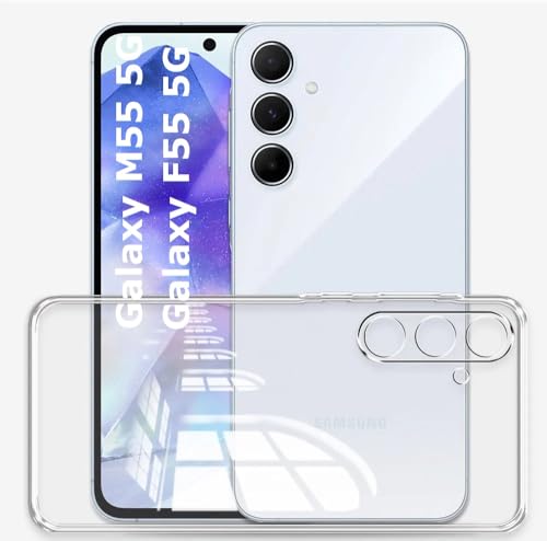 Image of REALCASE Silicone Samsung M55 / F55 5G Back Cover Case, Scratch Resistant Protective Crystal Clear Transparent Shock Proof Bumper Back Cover Case for Samsung Galaxy M55 / F55 5G