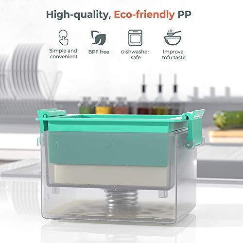 Tofu Press, Yarkor Tofu Presser for Firm or Extra Firm Tofu, Built-in Drainage to Avoid Messes, Simple and Effective Premium Design, Dishwasher Safe (Work with 12-16 oz Bricks of Tofu)