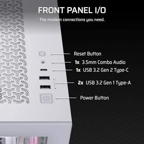 Image of CORSAIR 3500X RS ARGB Panoramic Mid-Tower PC Case - 3X Pre-Installed Fans, High Airflow, Spacious Interior, GPU Anti-Sag, Reverse Connection Motherboard Compatible - White