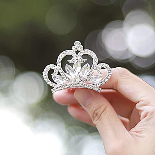 Yean HC-4 Princess Crown Comb Mini Crystal Rhinestone Silver Tiara Flower Hair Comb cover