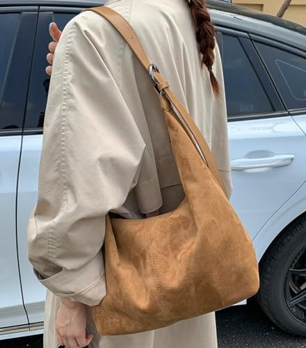 Women's Suede Tote Bag Large Shoulder Purse Fashion Faux Suede Crossbody Bag Handbag Casual Satchel Handbag for Work Travel3