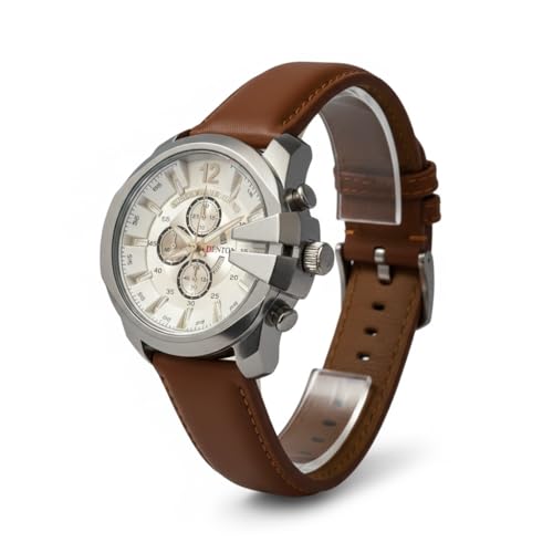 Image of Modern Armor Chronograph Wrist Watch for Men | Heavy Dial Stylish Analog Watch | Premium Black Metal Strap | Available in Black & White Dial inch