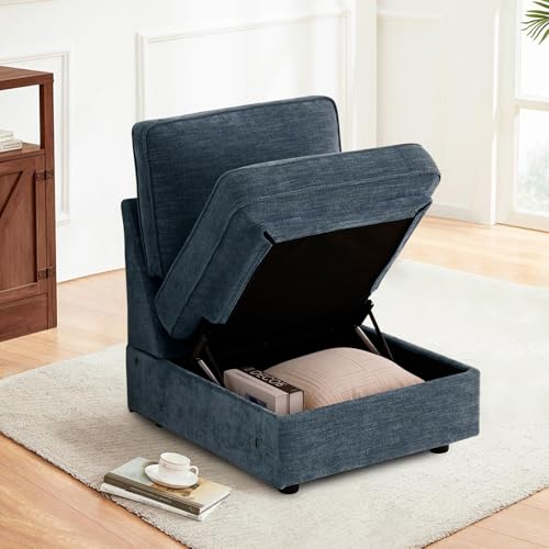 Image of TEKAMON Middle Seat with Storage, Modular Sofa Couch, Blue