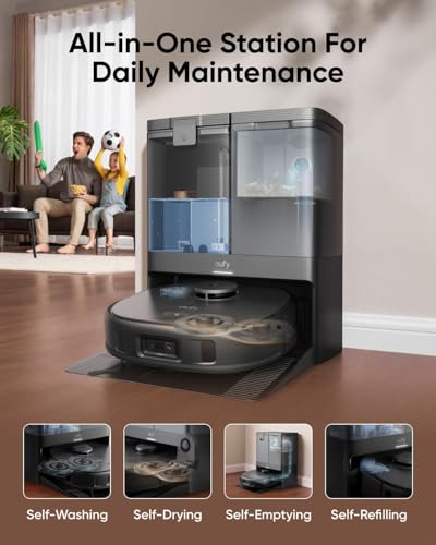 3. eufy X10 Pro Omni Robot Vacuum and Mop Combo: 8000 Pa Suction, Self-Emptying &amp; Self-Refilling