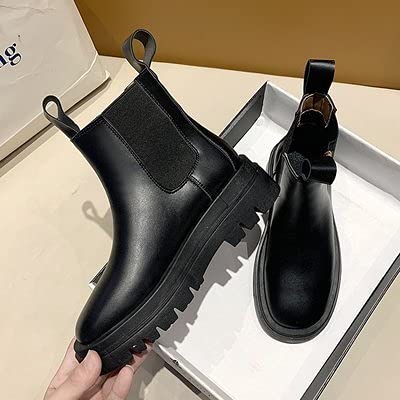Home-AZ - Ankle Boots - Women's Shoes 2020 Autumn New Korean Fashion All-match College Style Low-heel Short Boots Street Female Boots Botas Mujer (Black 40)